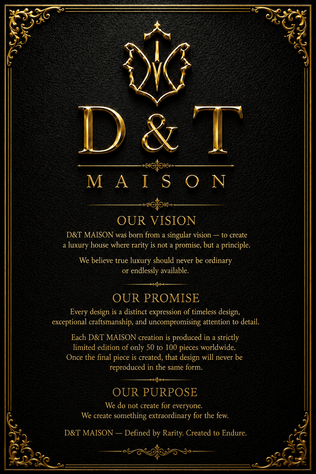 D&T Maison manifesto: Our Vision, Our Promise, and Our Purpose
